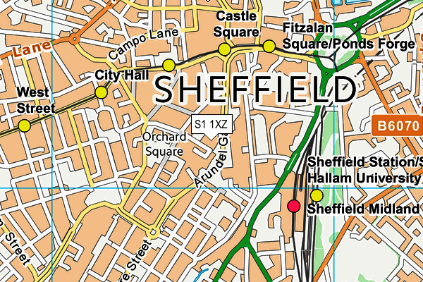 S1 1XZ map - OS VectorMap District (Ordnance Survey) S1 1XZ map - OS VectorMap District (Ordnance Survey)