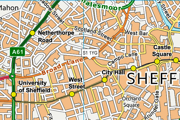S1 1YG map - OS VectorMap District (Ordnance Survey) S1 1YG map - OS VectorMap District (Ordnance Survey)