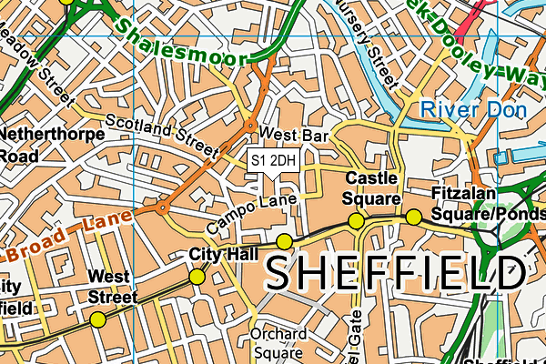 S1 2DH map - OS VectorMap District (Ordnance Survey) S1 2DH map - OS VectorMap District (Ordnance Survey)