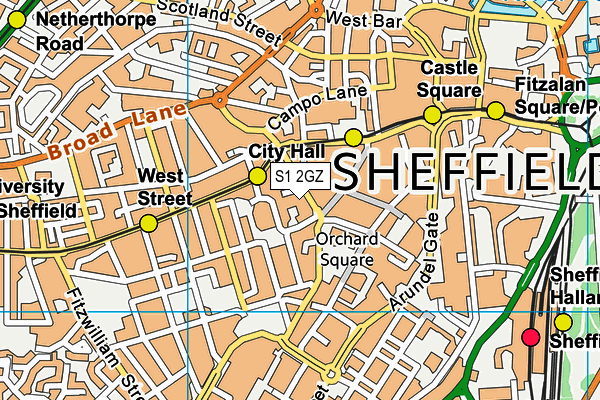 S1 2GZ map - OS VectorMap District (Ordnance Survey)