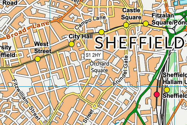 S1 2HY map - OS VectorMap District (Ordnance Survey)