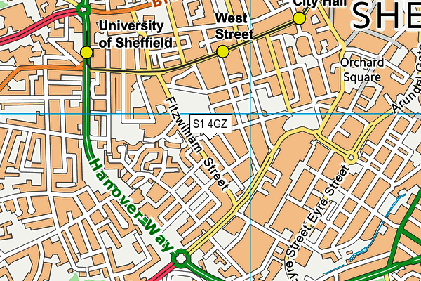 S1 4GZ map - OS VectorMap District (Ordnance Survey) S1 4GZ map - OS VectorMap District (Ordnance Survey)