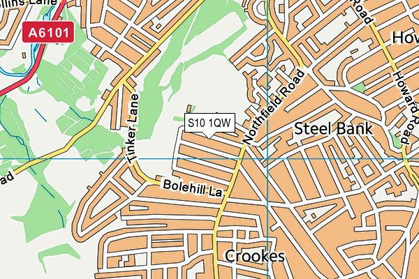 S10 1QW map - OS VectorMap District (Ordnance Survey)