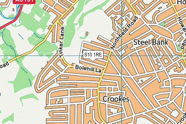 S10 1RE map - OS VectorMap District (Ordnance Survey)