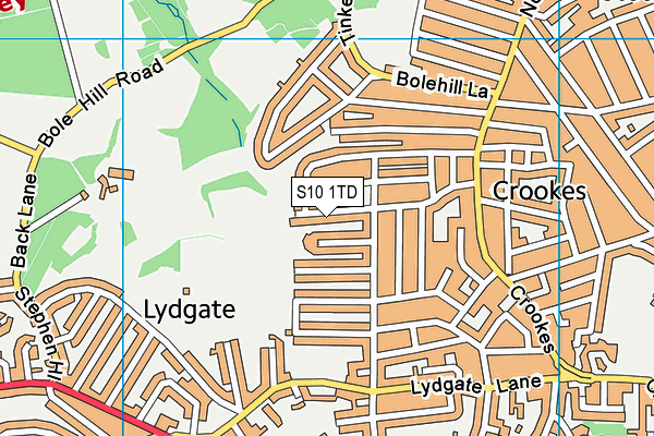 S10 1TD map - OS VectorMap District (Ordnance Survey)