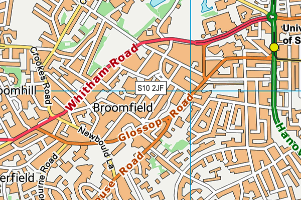 S10 2JF map - OS VectorMap District (Ordnance Survey)