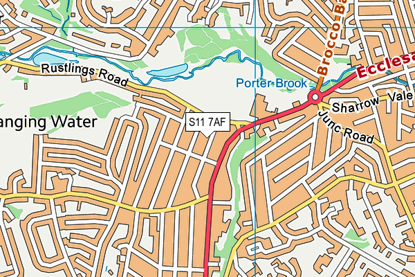 S11 7AF map - OS VectorMap District (Ordnance Survey) S11 7AF map - OS VectorMap District (Ordnance Survey)
