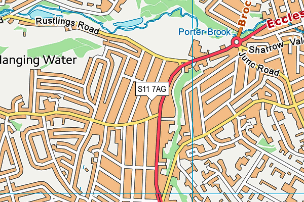 S11 7AG map - OS VectorMap District (Ordnance Survey) S11 7AG map - OS VectorMap District (Ordnance Survey)
