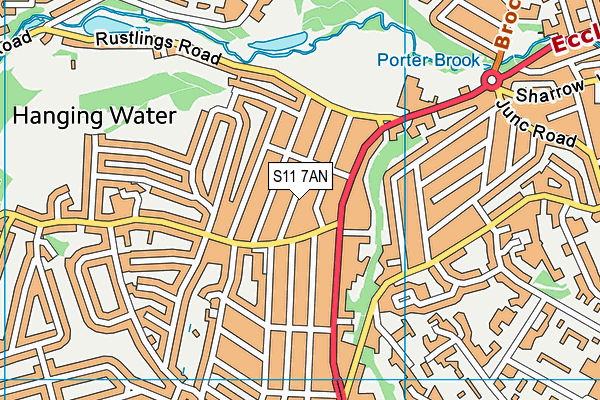 S11 7AN map - OS VectorMap District (Ordnance Survey)