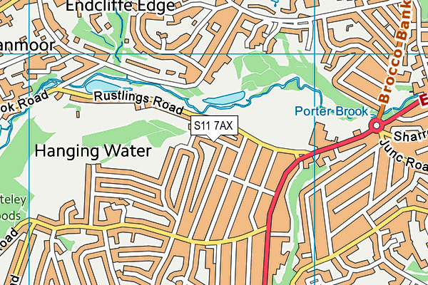S11 7AX map - OS VectorMap District (Ordnance Survey) S11 7AX map - OS VectorMap District (Ordnance Survey)
