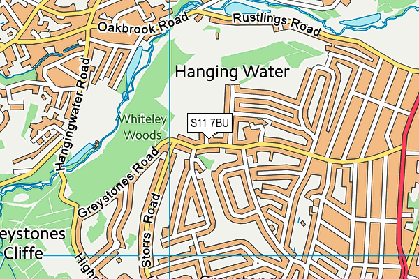 S11 7BU map - OS VectorMap District (Ordnance Survey)