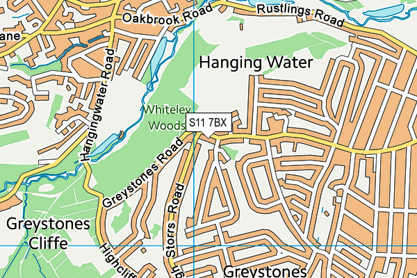 S11 7BX map - OS VectorMap District (Ordnance Survey)