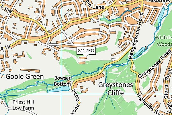 S11 7FG map - OS VectorMap District (Ordnance Survey)