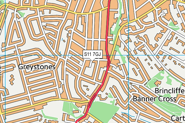 S11 7GJ map - OS VectorMap District (Ordnance Survey) S11 7GJ map - OS VectorMap District (Ordnance Survey)