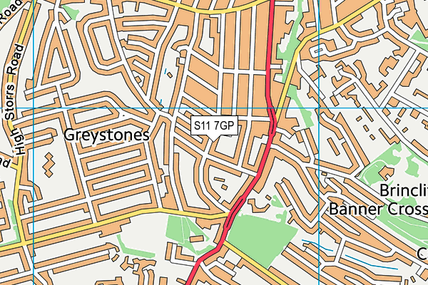 S11 7GP map - OS VectorMap District (Ordnance Survey)