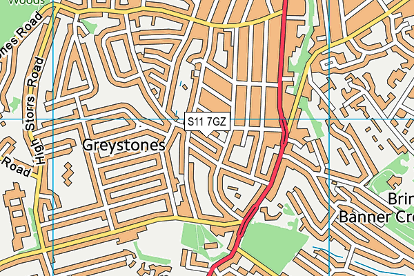 S11 7GZ map - OS VectorMap District (Ordnance Survey) S11 7GZ map - OS VectorMap District (Ordnance Survey)