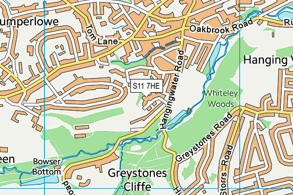 S11 7HE map - OS VectorMap District (Ordnance Survey)