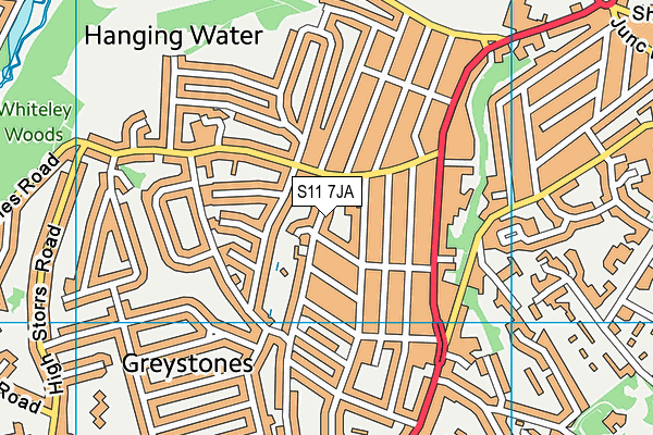 S11 7JA map - OS VectorMap District (Ordnance Survey) S11 7JA map - OS VectorMap District (Ordnance Survey)