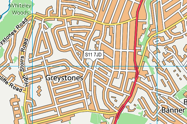 S11 7JD map - OS VectorMap District (Ordnance Survey) S11 7JD map - OS VectorMap District (Ordnance Survey)