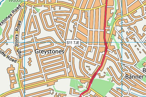 S11 7JE map - OS VectorMap District (Ordnance Survey)