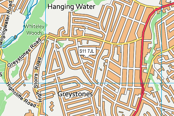 S11 7JL map - OS VectorMap District (Ordnance Survey) S11 7JL map - OS VectorMap District (Ordnance Survey)