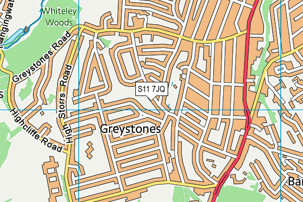 S11 7JQ map - OS VectorMap District (Ordnance Survey) S11 7JQ map - OS VectorMap District (Ordnance Survey)