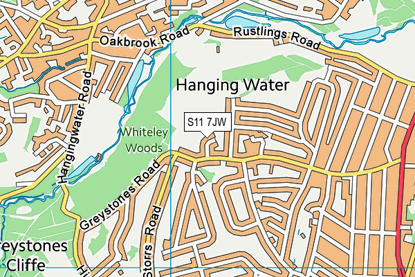 S11 7JW map - OS VectorMap District (Ordnance Survey)