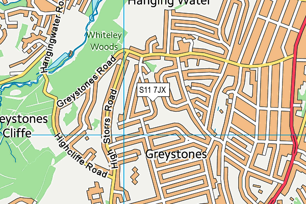 S11 7JX map - OS VectorMap District (Ordnance Survey)