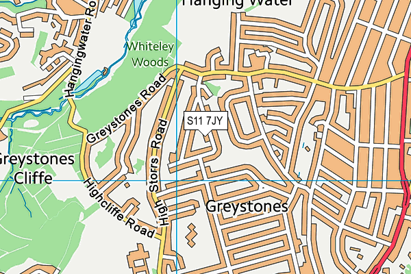 S11 7JY map - OS VectorMap District (Ordnance Survey) S11 7JY map - OS VectorMap District (Ordnance Survey)
