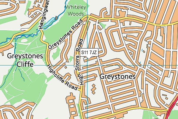 S11 7JZ map - OS VectorMap District (Ordnance Survey)