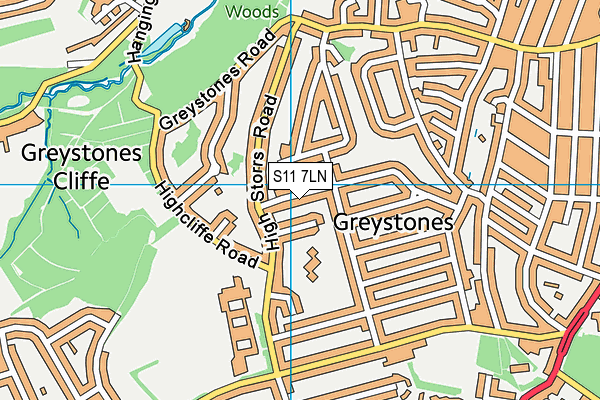 S11 7LN map - OS VectorMap District (Ordnance Survey)