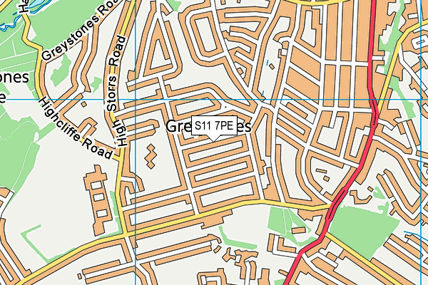 S11 7PE map - OS VectorMap District (Ordnance Survey) S11 7PE map - OS VectorMap District (Ordnance Survey)