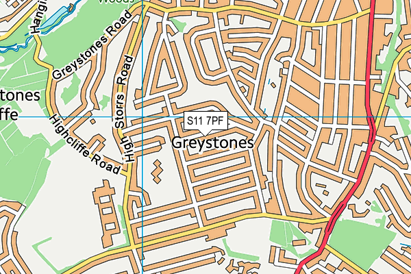 S11 7PF map - OS VectorMap District (Ordnance Survey) S11 7PF map - OS VectorMap District (Ordnance Survey)