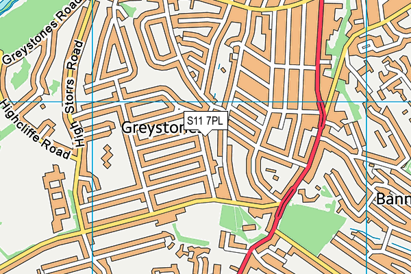 S11 7PL map - OS VectorMap District (Ordnance Survey) S11 7PL map - OS VectorMap District (Ordnance Survey)