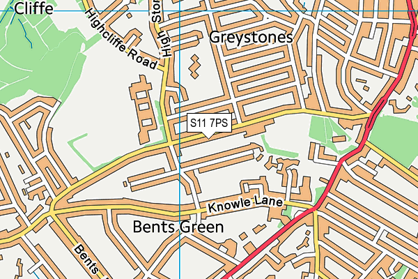 S11 7PS map - OS VectorMap District (Ordnance Survey) S11 7PS map - OS VectorMap District (Ordnance Survey)
