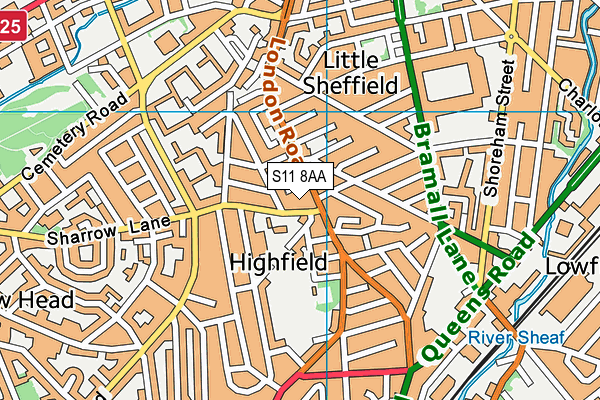 S11 8AA map - OS VectorMap District (Ordnance Survey) S11 8AA map - OS VectorMap District (Ordnance Survey)
