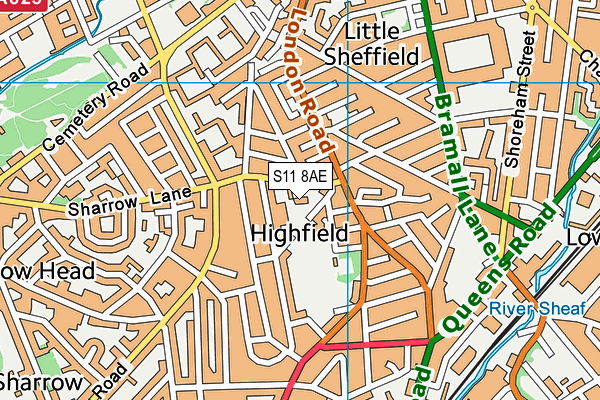 S11 8AE map - OS VectorMap District (Ordnance Survey) S11 8AE map - OS VectorMap District (Ordnance Survey)