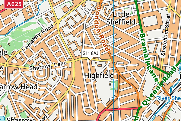 S11 8AJ map - OS VectorMap District (Ordnance Survey) S11 8AJ map - OS VectorMap District (Ordnance Survey)