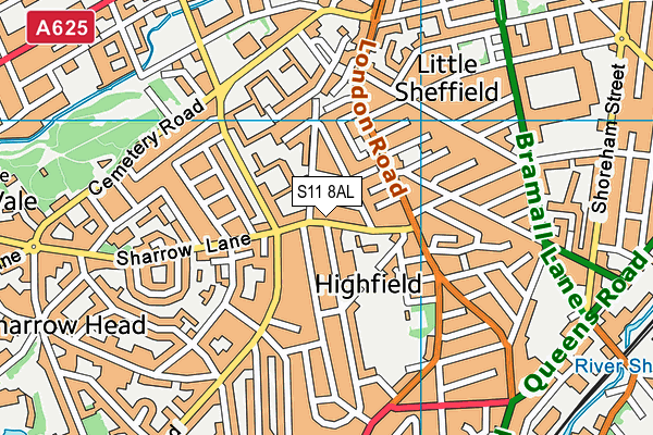 S11 8AL map - OS VectorMap District (Ordnance Survey) S11 8AL map - OS VectorMap District (Ordnance Survey)