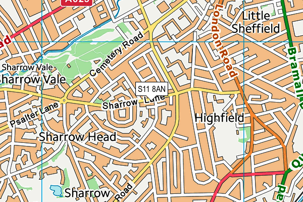 S11 8AN map - OS VectorMap District (Ordnance Survey) S11 8AN map - OS VectorMap District (Ordnance Survey)
