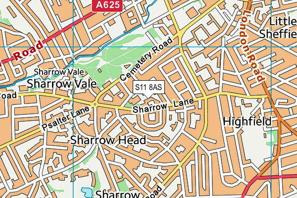 S11 8AS map - OS VectorMap District (Ordnance Survey) S11 8AS map - OS VectorMap District (Ordnance Survey)