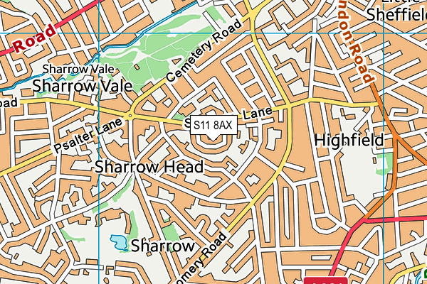S11 8AX map - OS VectorMap District (Ordnance Survey) S11 8AX map - OS VectorMap District (Ordnance Survey)