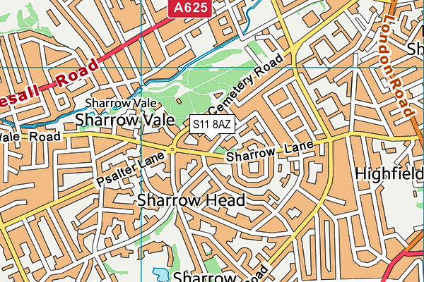 S11 8AZ map - OS VectorMap District (Ordnance Survey) S11 8AZ map - OS VectorMap District (Ordnance Survey)