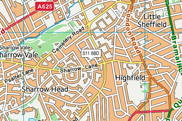 S11 8BD map - OS VectorMap District (Ordnance Survey) S11 8BD map - OS VectorMap District (Ordnance Survey)