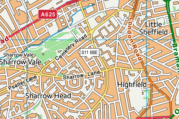 S11 8BE map - OS VectorMap District (Ordnance Survey) S11 8BE map - OS VectorMap District (Ordnance Survey)
