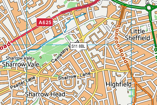 S11 8BL map - OS VectorMap District (Ordnance Survey) S11 8BL map - OS VectorMap District (Ordnance Survey)