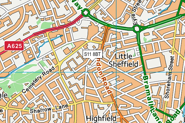 S11 8BT map - OS VectorMap District (Ordnance Survey) S11 8BT map - OS VectorMap District (Ordnance Survey)