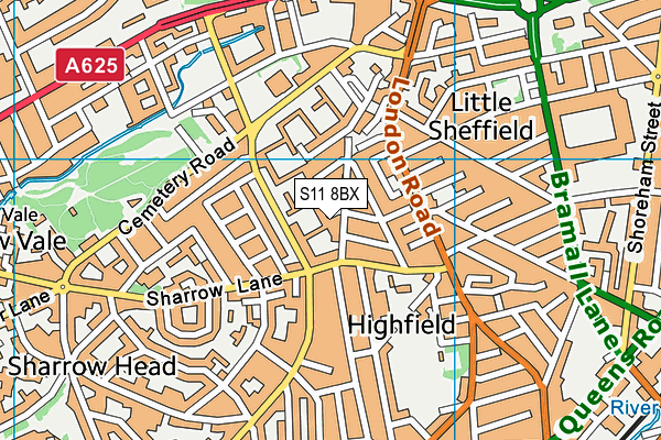 S11 8BX map - OS VectorMap District (Ordnance Survey) S11 8BX map - OS VectorMap District (Ordnance Survey)