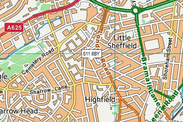 S11 8BY map - OS VectorMap District (Ordnance Survey)