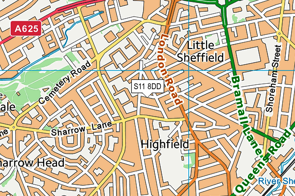 S11 8DD map - OS VectorMap District (Ordnance Survey)